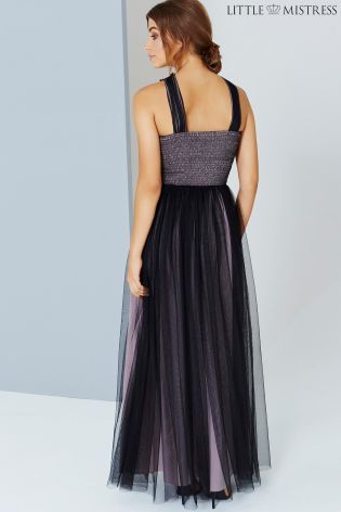 Little Mistress Lace Mesh Maxi Dress